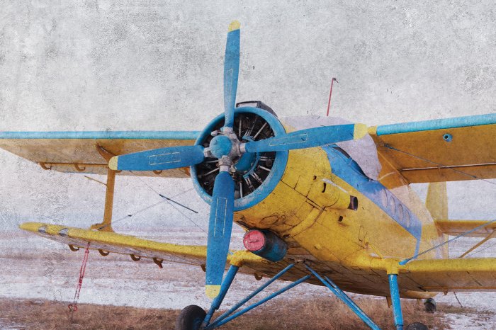 Fototapete Propellerflugzeug Muster im Vintage-Stil