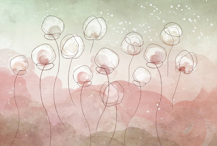 Fototapete Abstrakte Aquarellmalerei weißer Blumen