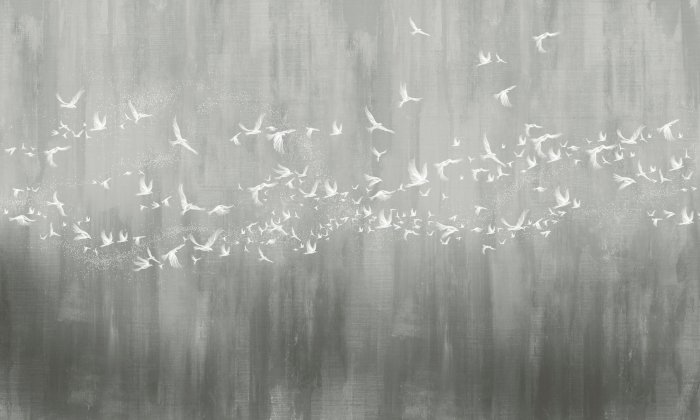 Fototapete Modernes Betonmuster mit Vögeln