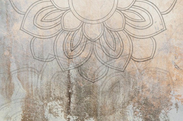 Fototapete Mandala auf strukturiertem Betonhintergrund im Vintage-Stil