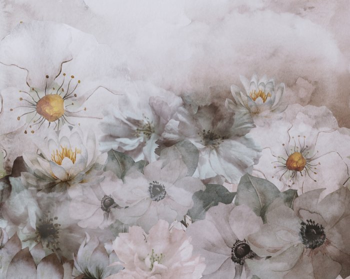 Fototapete Gemalte Aquarell-Wildblumen