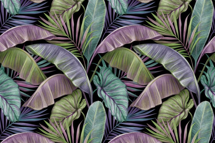 Fototapete Tropische bunte Palmblätter
