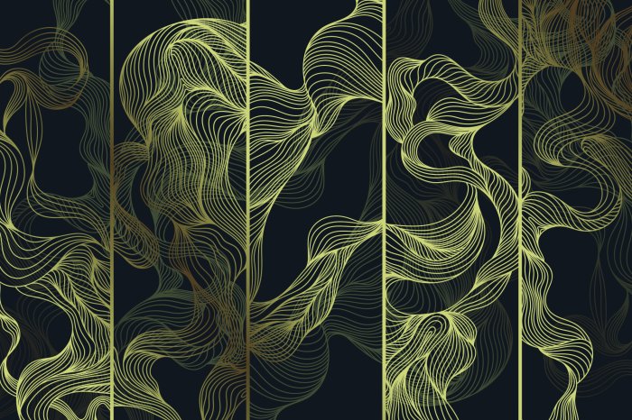 Fototapete Abstrakte goldene Wellen aus Linien