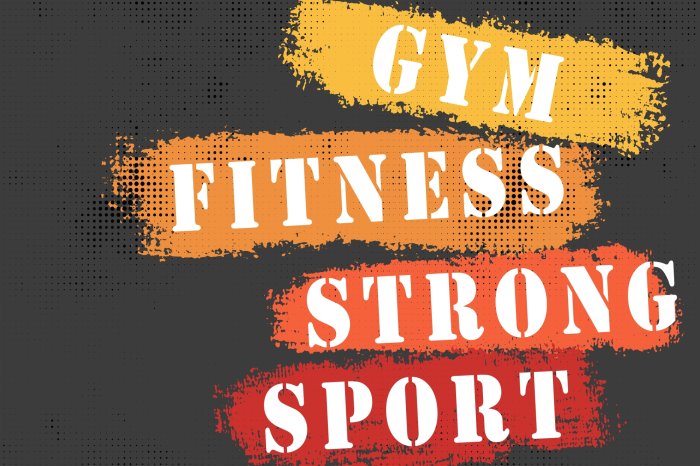 Fototapete Sportliche Beschriftungen für das Fitnessstudio