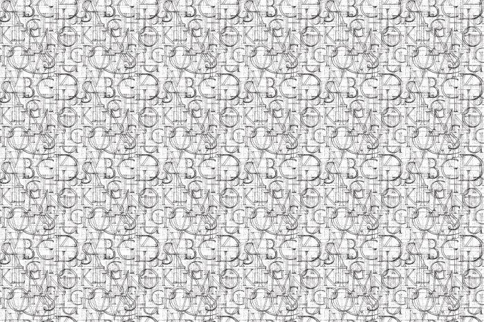 Fototapete Schwarze Buchstaben des Alphabets auf weißem Hintergrund