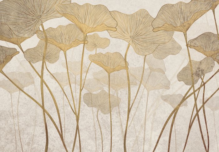 Fototapete Große Blätter auf strukturiertem Hintergrund im Glamour-Stil