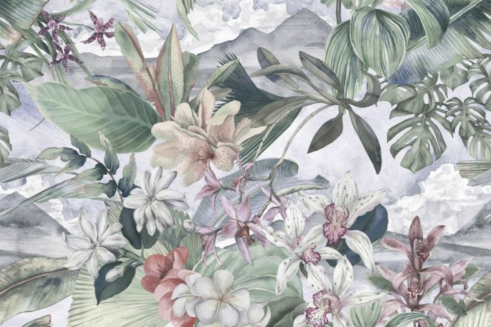 Fototapete Orchideen in tropischer Vegetation