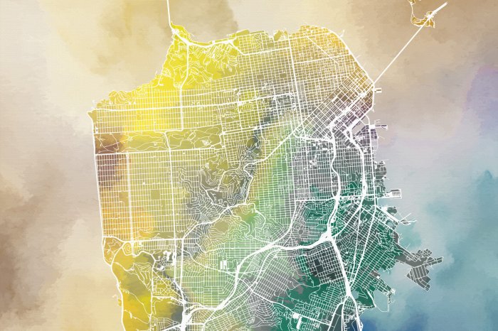 Fototapete Stadtkarte von San Francisco