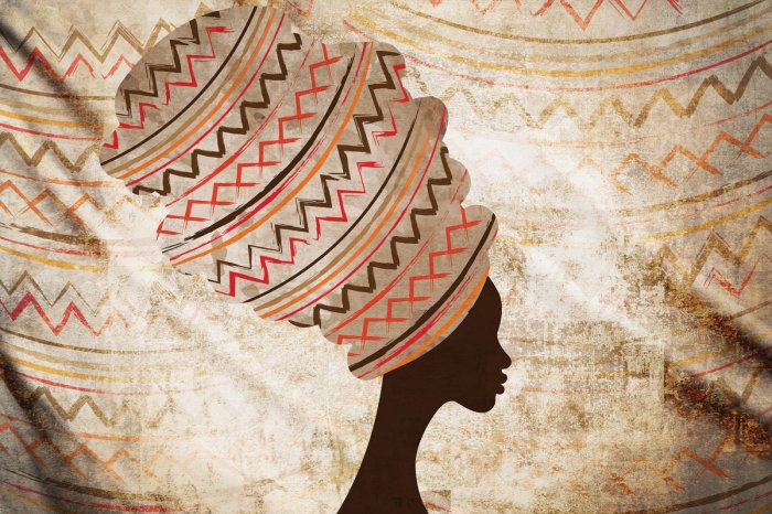 Fototapete Porträt einer Frau mit afrikanischem Kopfschmuck