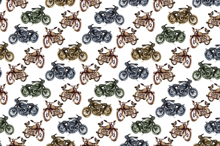 Fototapete Bunte Vintage-Motorräder