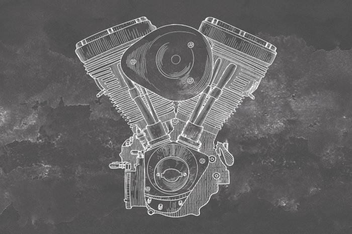 Fototapete Handgezeichneter Motorradmotor