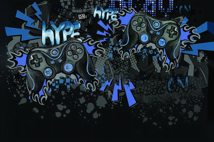 Fototapete Jugendgraffiti mit Spielcontrollern