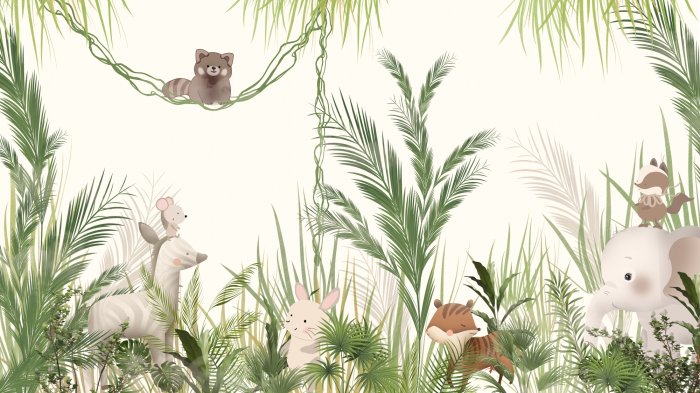 Fototapete Elefant im tropischen Dschungel