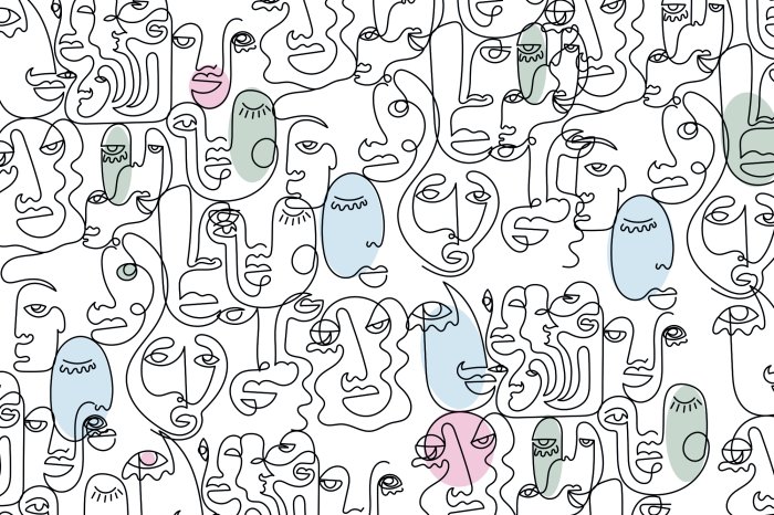 Fototapete Einlinien-Gesichtsmuster im eleganten Stil