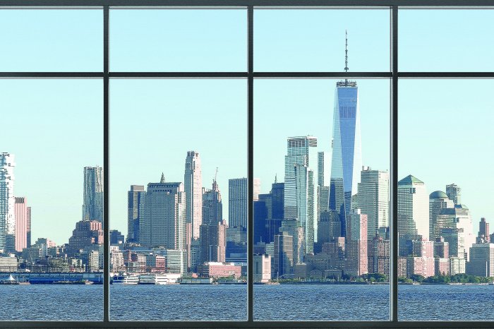 Fototapete Panorama von New York aus einem Fenster