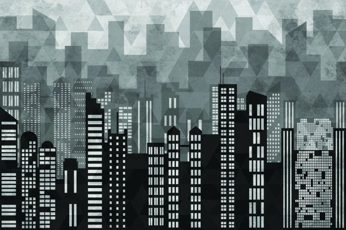 Fototapete Moderne Stadtpanorama mit Schatten