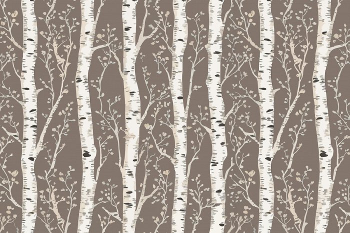 Fototapete Birken auf braunem Hintergrund mit subtiler Textur