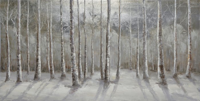 Fototapete Monochromatischer Birkenwald im Winter