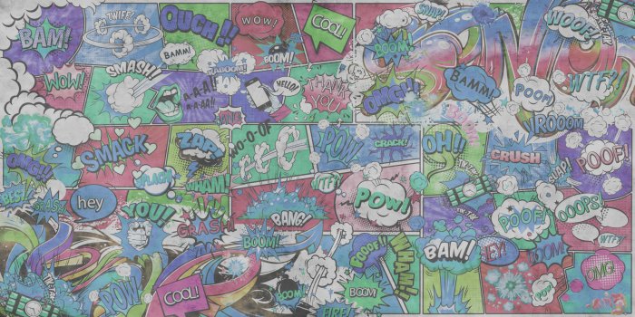 Fototapete Bunte Comic-Sprechblasen mit Texten jugendliches Design