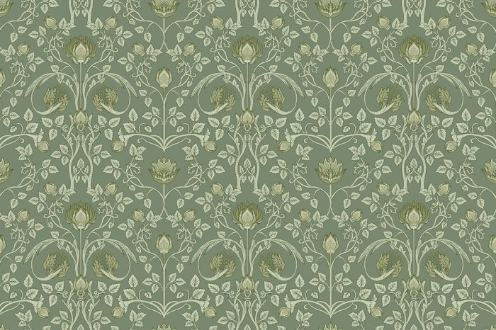 Fototapete Reich verzierter Muster mit Blättern und Blumen