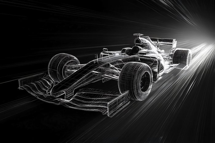 Fototapete Skizze eines schnell fahrenden Formel-1-Wagens