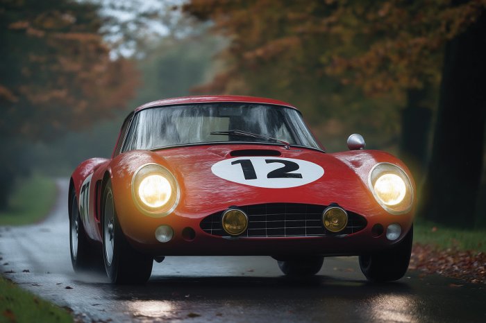 Fototapete F1-Bolide rast mit hoher Geschwindigkeit durch die Stadt