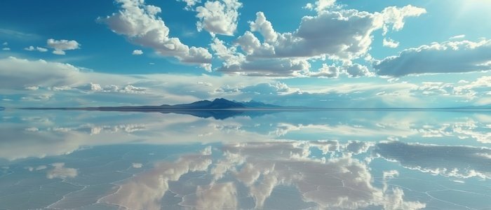 Fototapete Salar de Uyuni, Bolivia: a vast expanse of salt, mirroring the heavens,
