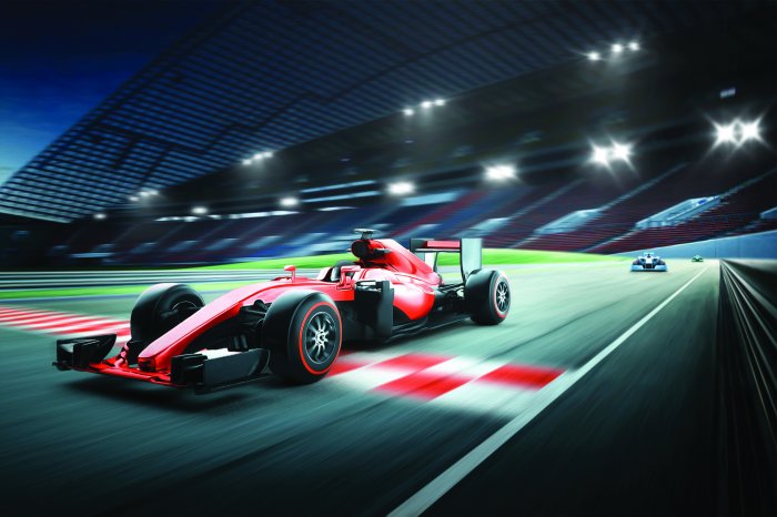 Fototapete Rennwagen im Stadion