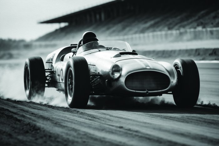 Fototapete F1-Autos mit voller Geschwindigkeit auf der Rennstrecke