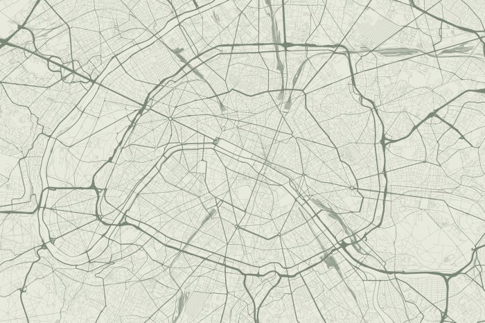 Fototapete Grafische Darstellung der Karte von Paris