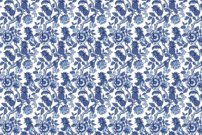 Fototapete Blumen inmitten von Vegetation mit Ananas