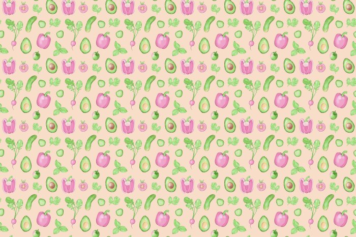 Fototapete Paprika mit Gurke unter anderem Gemüse