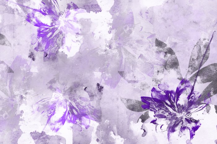 Fototapete Zarte Blumen in einer Aquarellkomposition