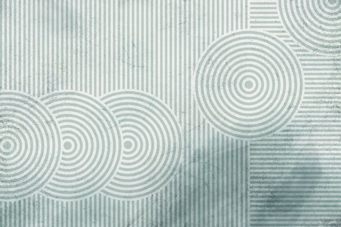 Fototapete Graue Kreise mit Streifen auf weißem Hintergrund