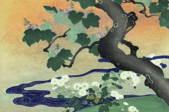 Fototapete Abstrakte japanische Pflanzenlandschaft