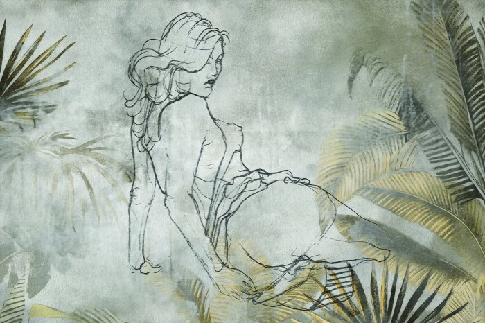 Fototapete Weibliche Formen inmitten tropischer Vegetation