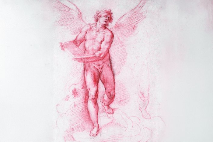 Fototapete Nachahmung einer Skulptur eines Mannes in Form eines Engels