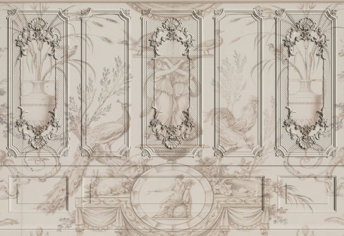 Fototapete Rustikale Stuckverzierung in Beigetönen