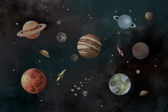 Fototapete Planeten in einer kosmischen Galaxie