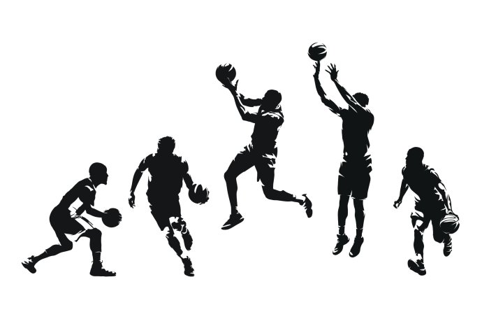 Fototapete Sportler, die Basketball trainieren