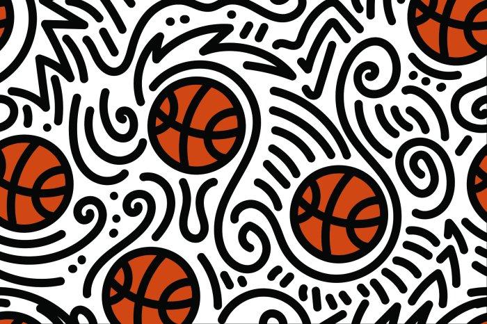 Fototapete Zeichnung mit einem Basketball