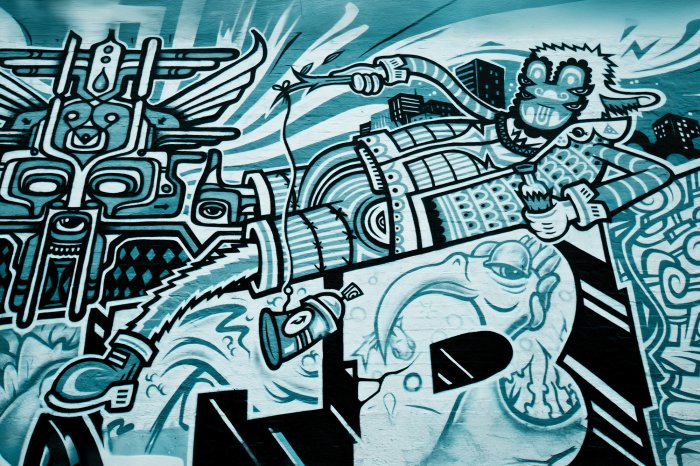 Fototapete Graffiti mit abstrakten Figuren