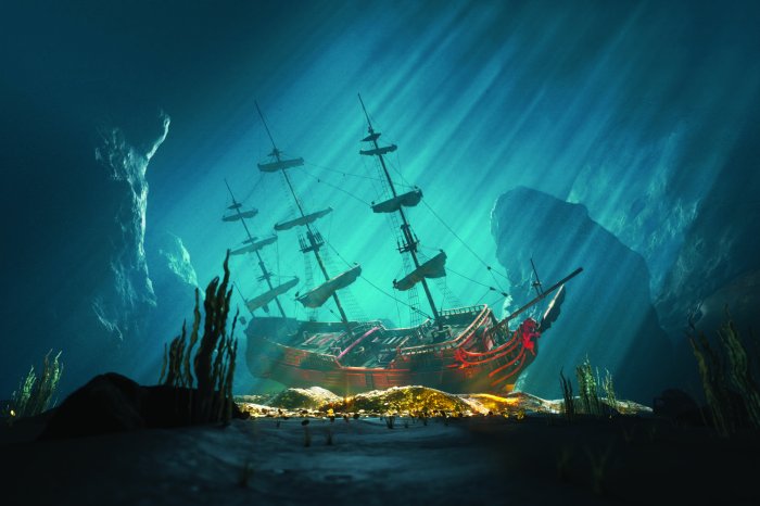 Fototapete Segelschiff in den düsteren Gewässern des Ozeans