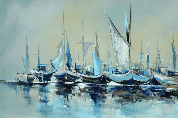 Fototapete Malerisches Muster mit Segelbooten auf dem Wasser