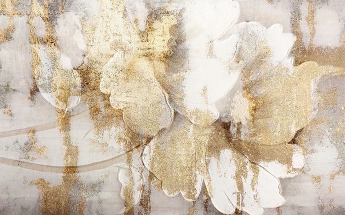 Fototapete Weiße Blume auf Betonhintergrund im Industriestil