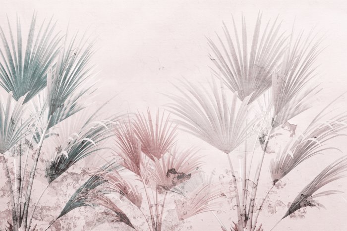 Fototapete Palmenblätter auf hellem Hintergrund