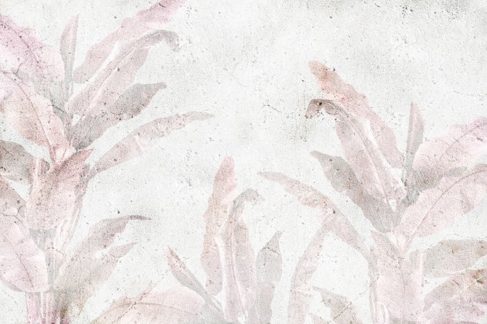 Fototapete Rosa Palmblätter auf Beton