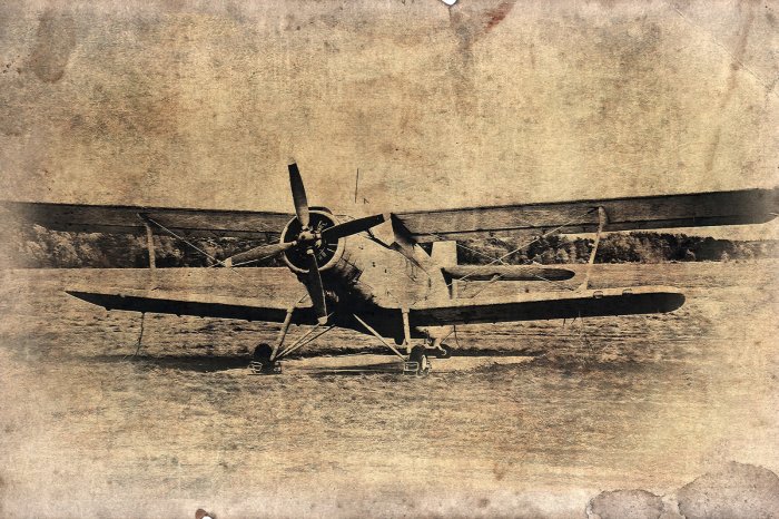 Fototapete Flugzeug auf texturiertem Hintergrund im Vintage-Stil