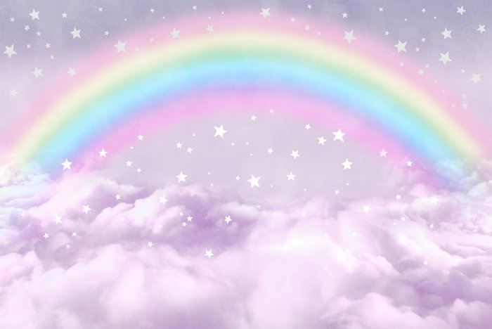Fototapete Bunter Regenbogen in rosa Wolken