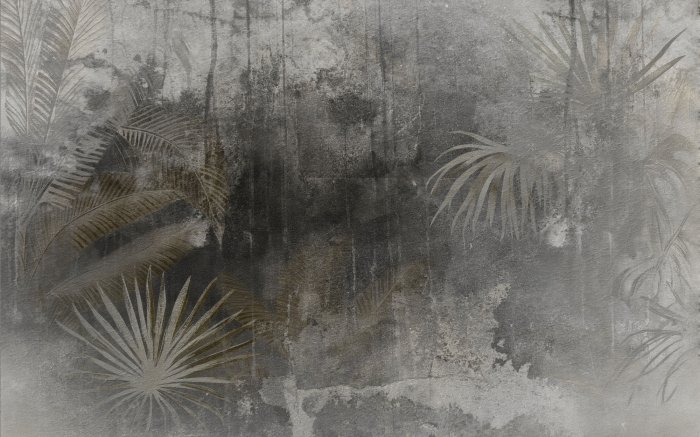 Fototapete Zarte tropische Pflanzen auf Beton